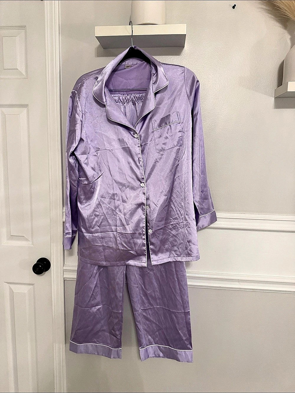 Satin-Style Purple Pajama Set